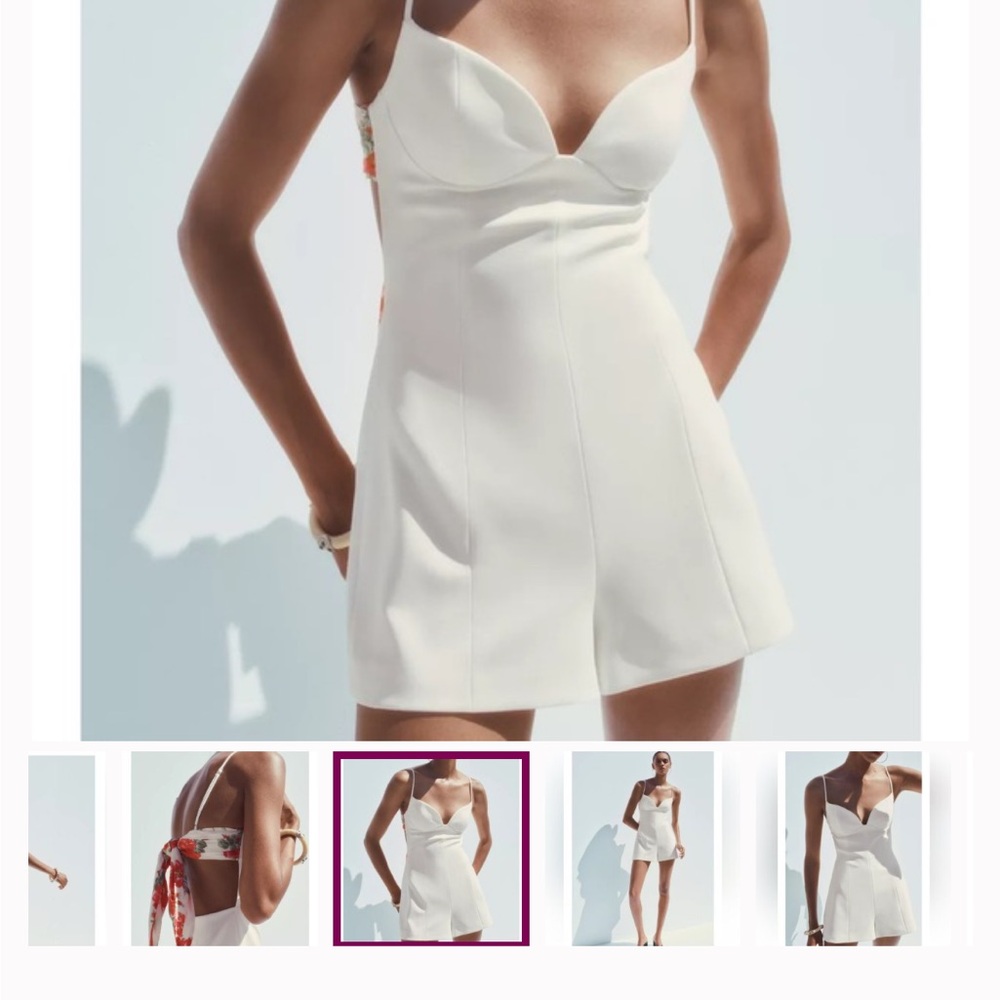 Zara White Mini Dress with Spaghetti Straps - Picture 7 of 8